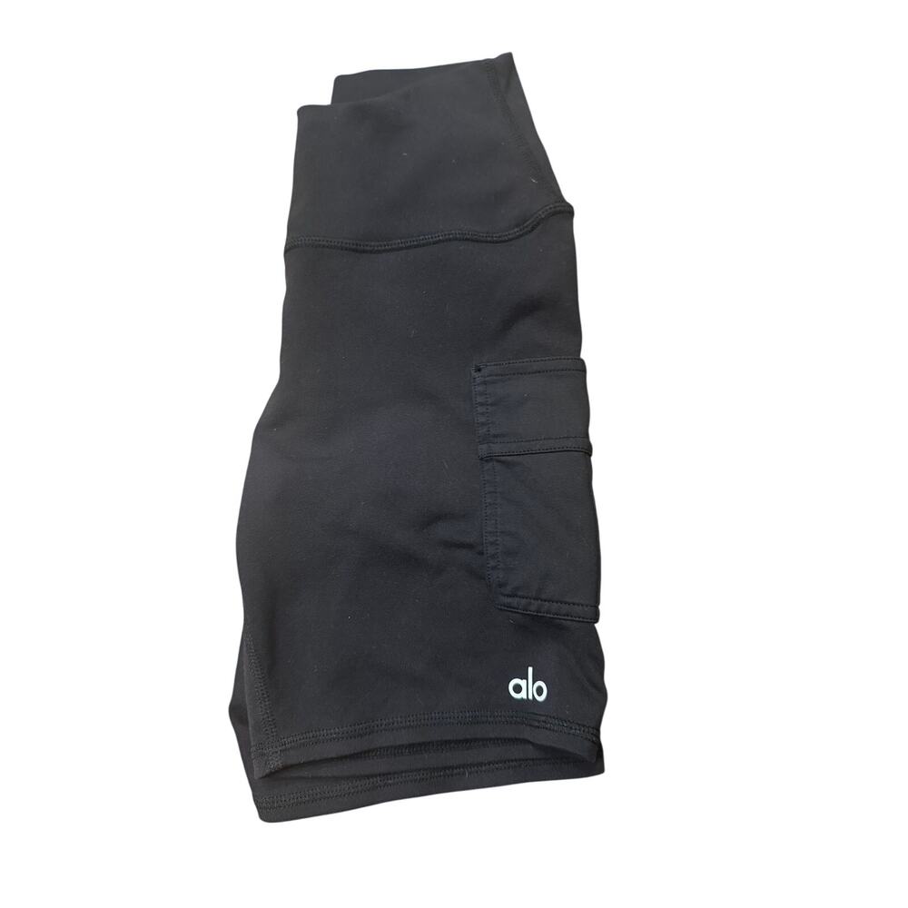 Alo Yoga High-Waist Biker Shorts Black Cargo Pocket Athletic 6.75” Inseam XS - Picture 4 of 4